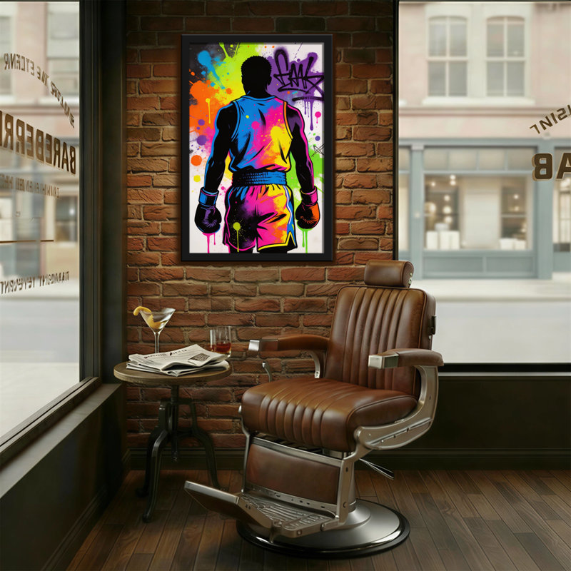 Fashion Colourful Boxing Silhouette Graffiti Art Print, 36" H x 24" W