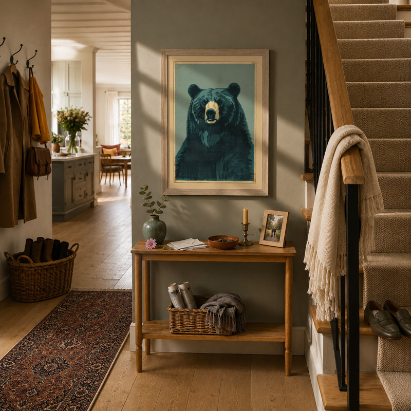 Confronting Bear Boho - Framed Print, A1 - 84.1 x 59.4 cm, Oak