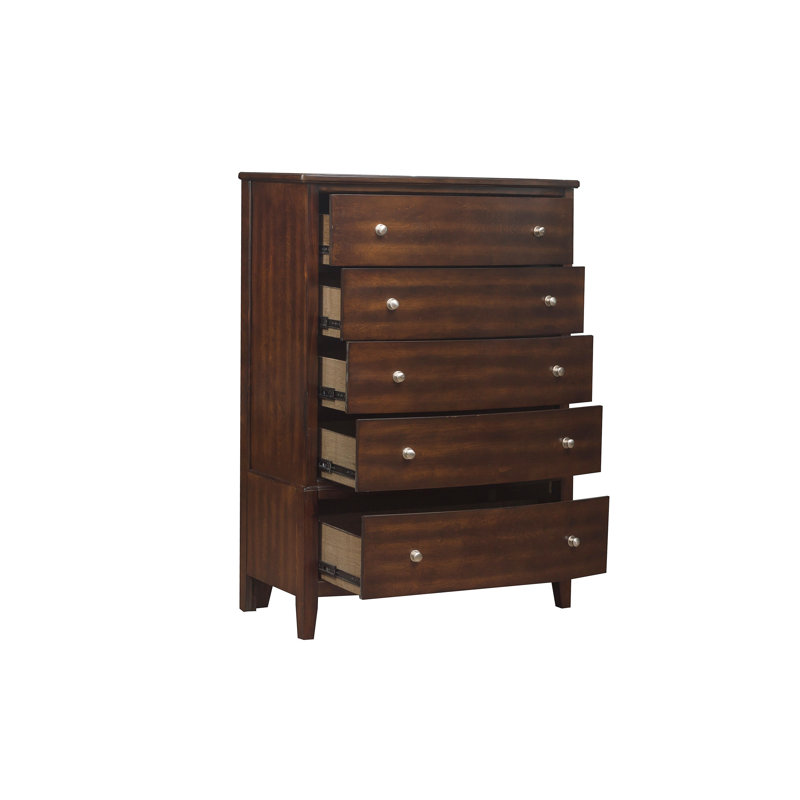 Ping 38'' W 5 - Drawer Dresser, Cherry