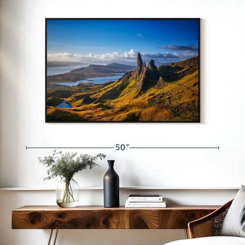 Vieil homme de Storr, Cadre flottant noir, 40 po x 27 po