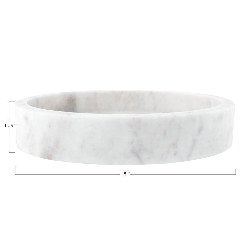 Genelda Elegant White Marble Round Decorative Tray