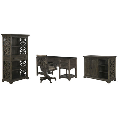 Bureau avec support d'imprimante et bibliothèque