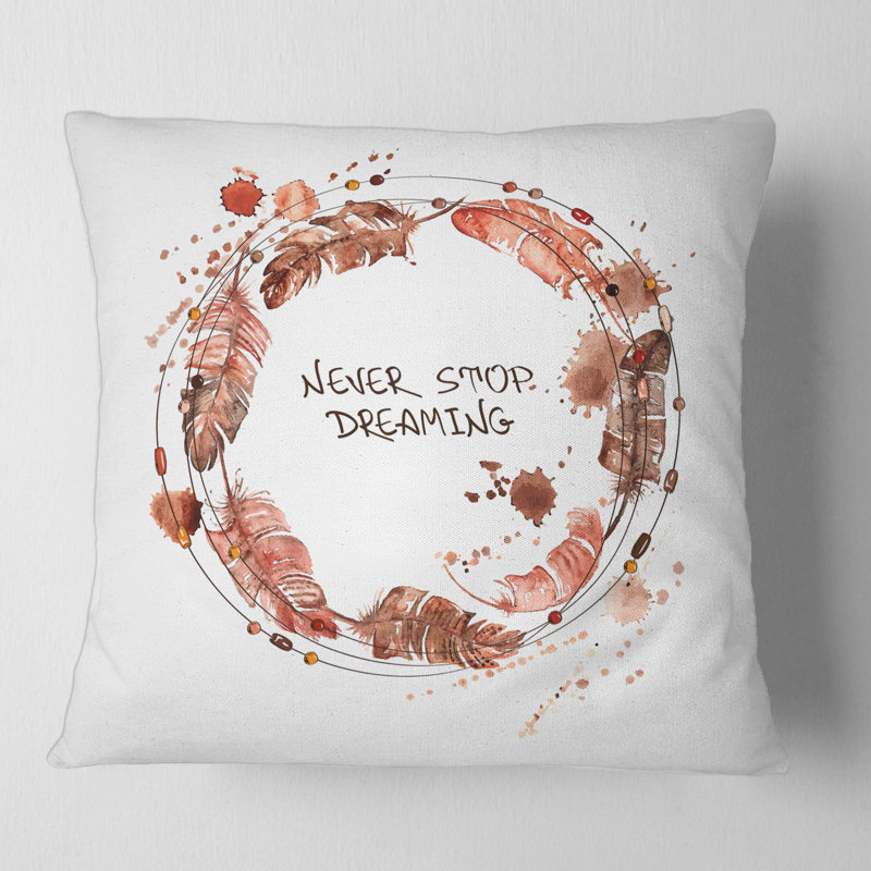 Housse et insert de coussin carré Impression de plumes d'oiseaux, 16" x 16"
