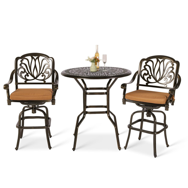 Waymart 2 - Person Patio Dining Set with Round Table , Cushions Included
