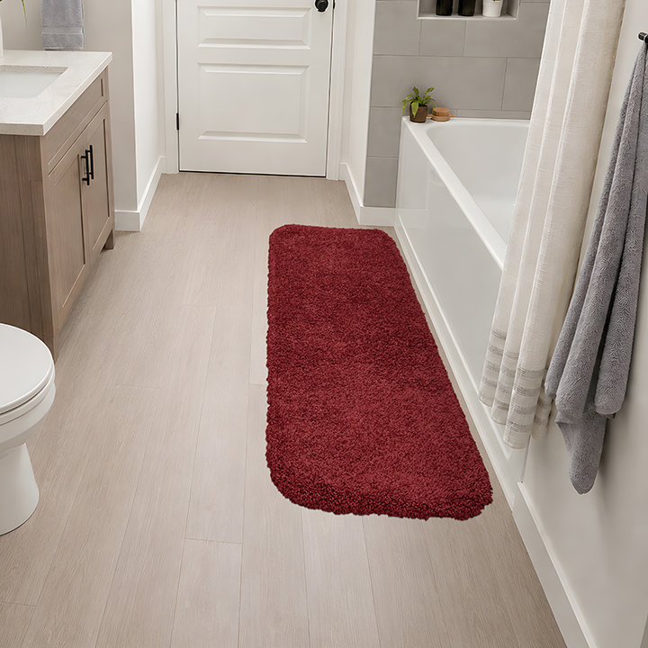Treye Nylon Bath Rug with Non-Slip Backing, Runner 22" x 60", Chili Pepper Red