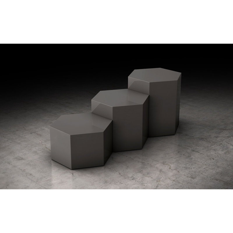 Centre Coffee Table, 10" H x 18" L x 18" W, Glossy Dark Gull Gray