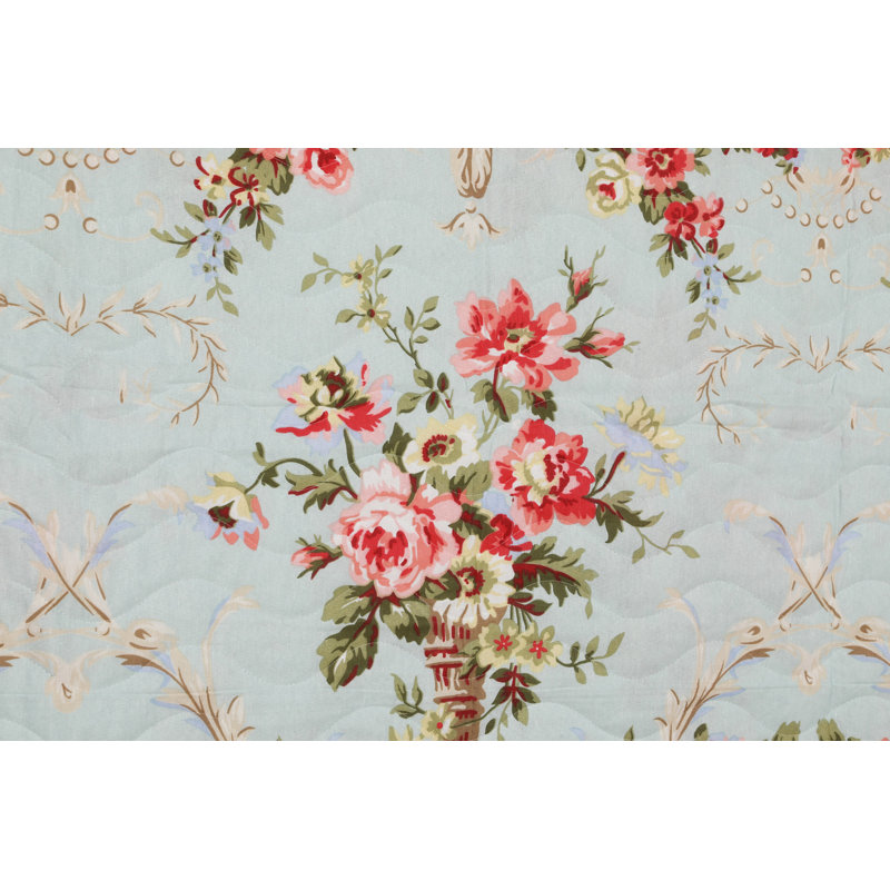 Ensemble de couvre-lit en coton mélangé rose / jaune / vert Manzi, Couvre-lit 79 po x 98 po + 2 taies d'oreiller stan