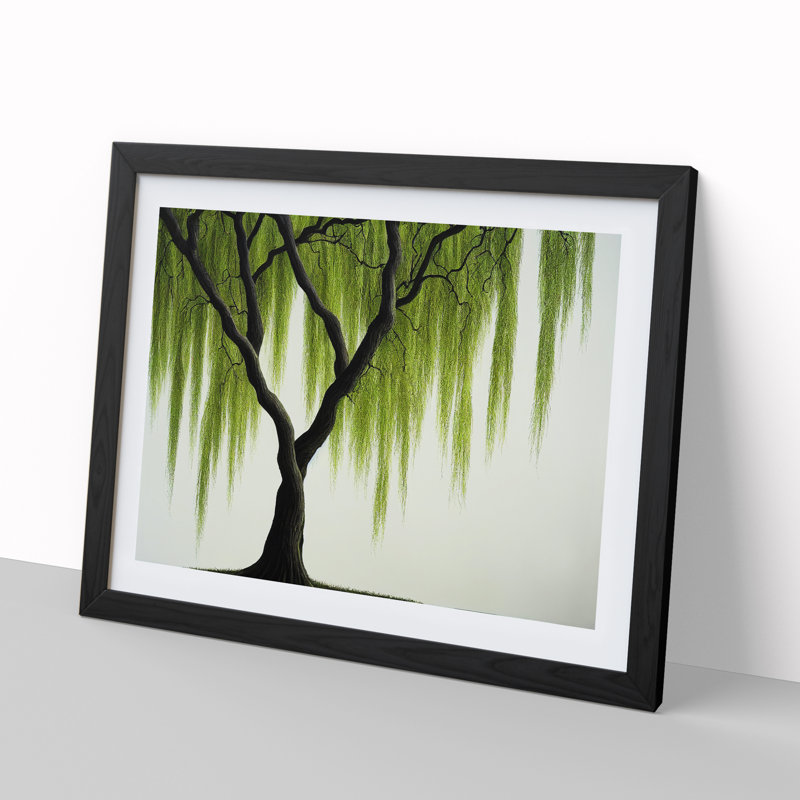Irresistible Weeping Willow Tree - Single Picture Frame Print, Black, 46cm H x 64cm W x 2cm D