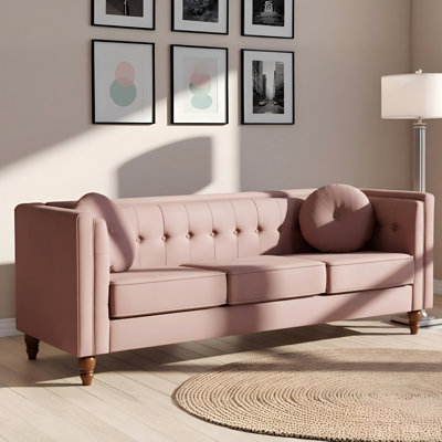 Canapé Chesterfield classique avec revêtement en velours froissé