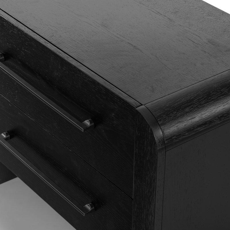 Katrina Wood 2 Drawer Nightstand, Black