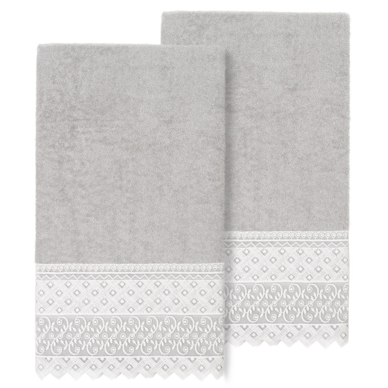 Ensemble de serviettes de bain en coton turc 2 pièces Aiden, Gris clair