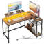 Bureau d'ordinateur en L de 52 po avec prise de courant Nedyo, bureau de jeu à DEL avec tablettes-1510317772-1479375018