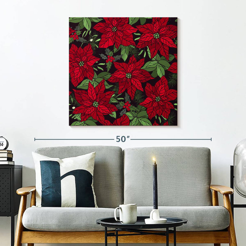 Harnek Ruby Poinsettias, 30" H x 30" W