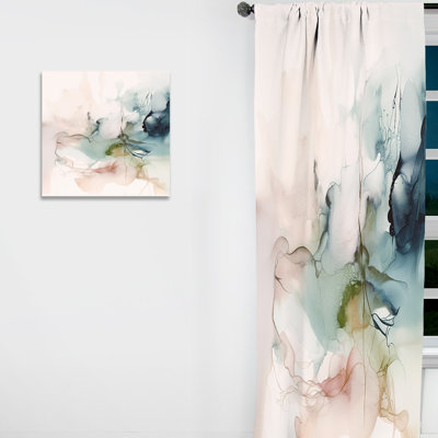 Green And Cream Essence Of Modernity IV - Modern Velvet Curtain - Room Darkening - 1 panel