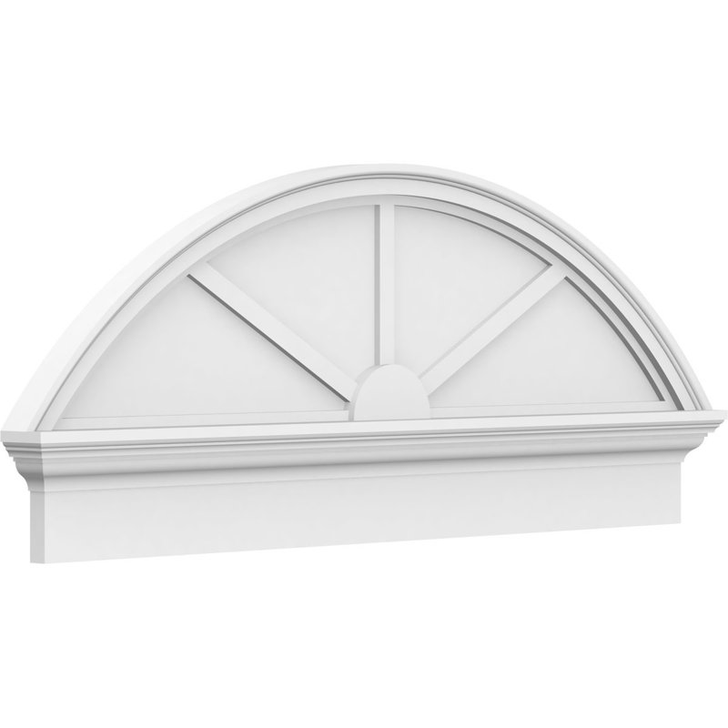 46"W x 18-3/8"H x 2-3/4"P Segment Arch 3 Spoke Architectural Grade PVC Combination Pediment, 18-3/8" H  x 46" W  x  2-3/4" D