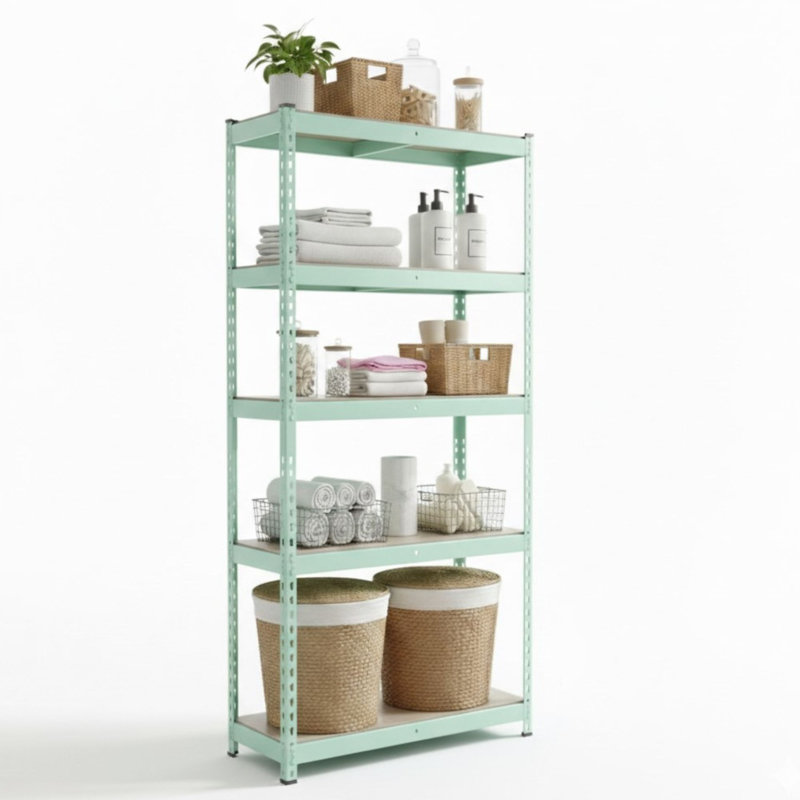 Bibliothèque l 36 po x P 12 po x H 72 po couleur + MDF chêne 5 niveaux 200 lb, Vert menthe