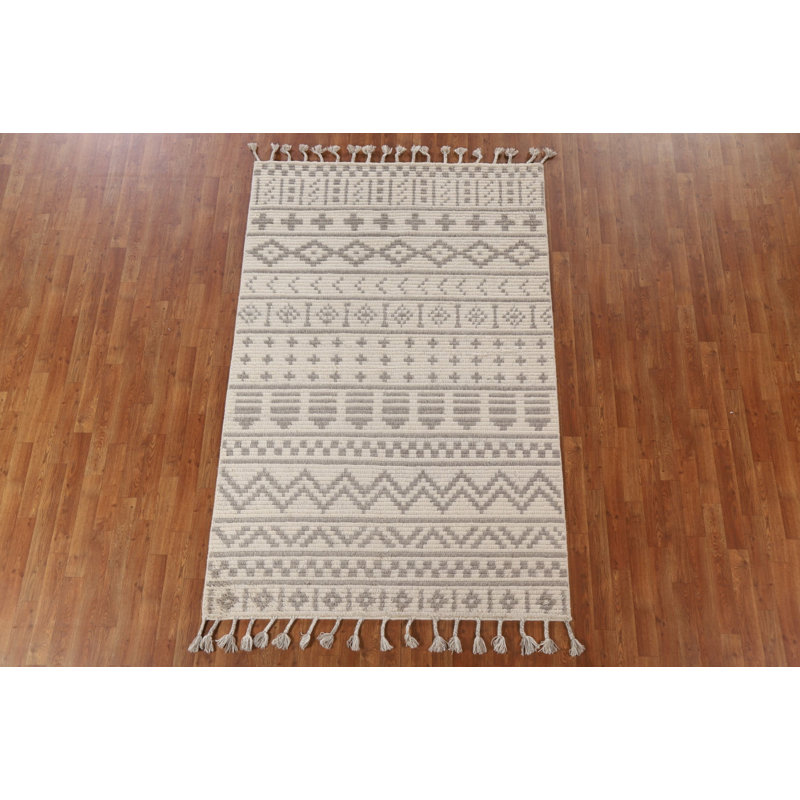 Tapis géométrique marocain noué à la main 5 x 8