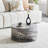 Simple  Marble Round MDF Coffee Table: 23.6" Diameter × 11.8" Height-109309432-114064094