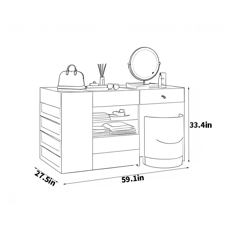 Modern Light Luxury Dressing Table, Off White