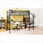 Lit mezzanine double en métal avec bureau, échelle de rangement et amp; Garde-robe - noir