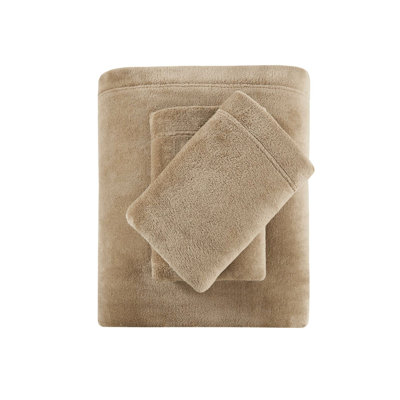 Twin Sheet Taupe - 100% For A Cozy Bedding Setup, Brushed Both Sides, Comes With Flat, Fitted Sheets And Pillowcase, Elasticized 16" Mattresses, Compliant 3 Pcs In Shade , Soft Velvet Feel, Contains