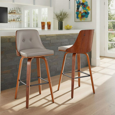 Archaimbaud Fixed-Height Faux Leather Bar & Counter Stool with Square Footrest