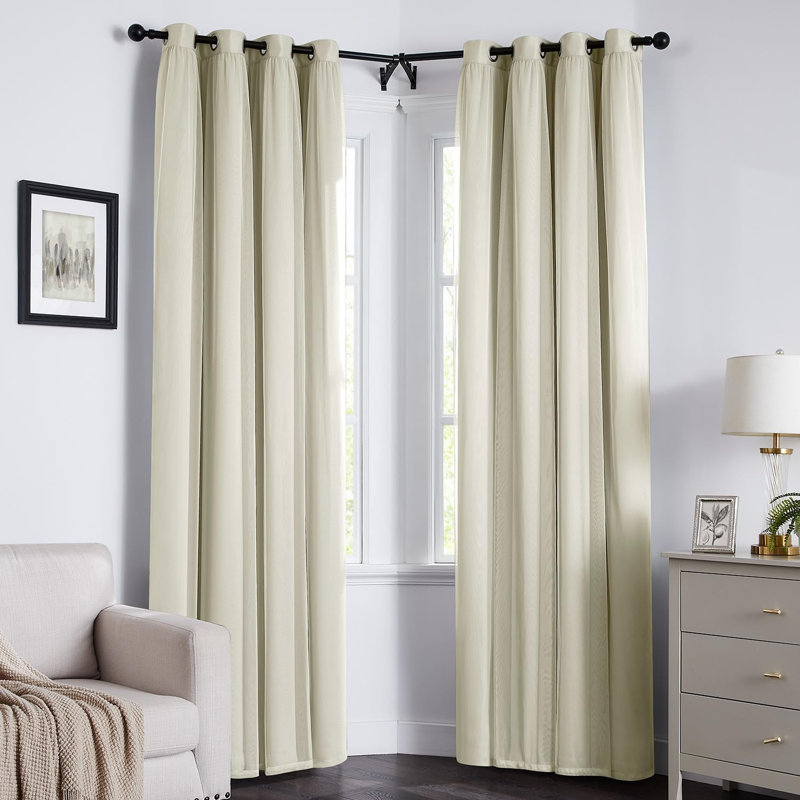 Rideaux à double couche beige, l 52 po x L 84 po