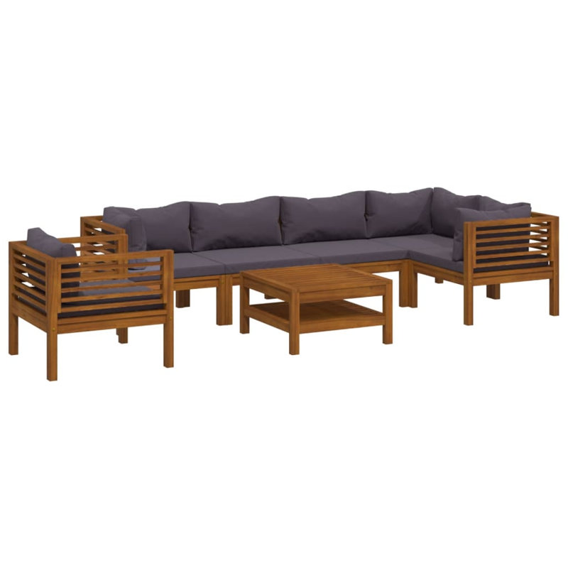 7 Piece Lounge Sectional Seating Group, Dark Gray