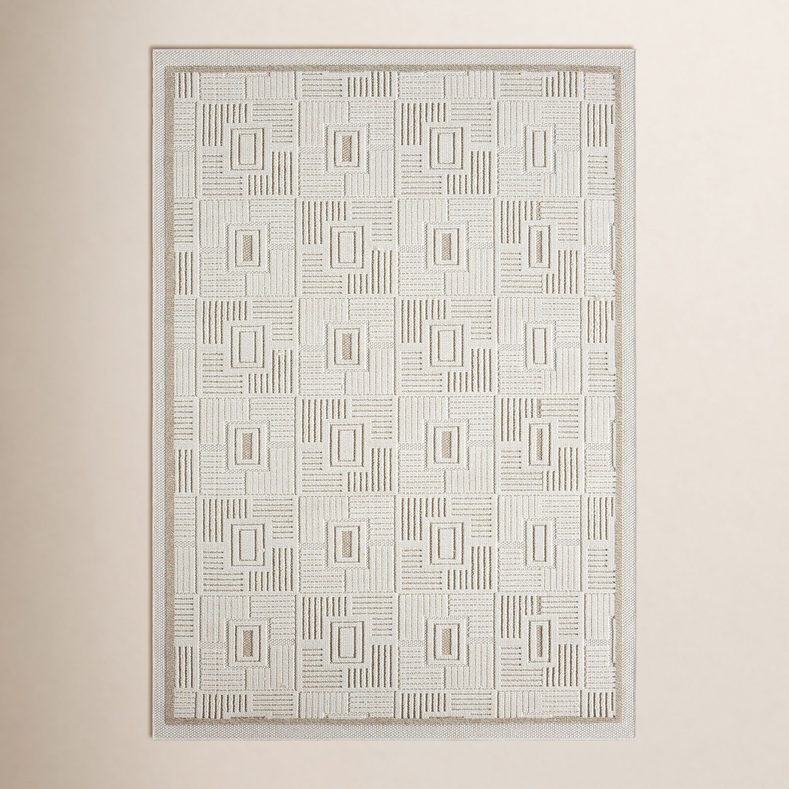 Hildegard Checkered Outdoor Rug, Runner 2' x 7'3"