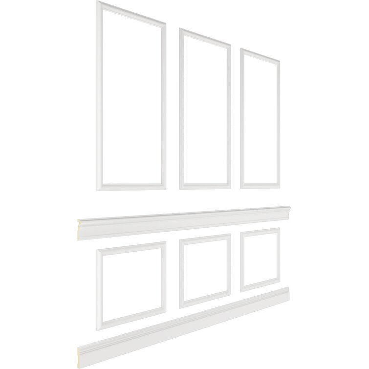 94 1/2"L (Adjustable 96"H to 120"H) Ashford Square Panel Stacked Wall Wainscot Paneling Kit INCOMPLETE ( 3 pieces only) 