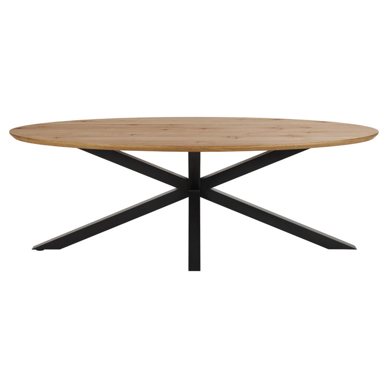 Sammie Oak Oval Metal Base Dining Table