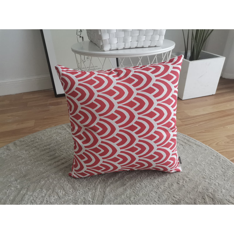 Housse de coussin extérieure imprimée sur fond blanc (simple), Vert / blanc