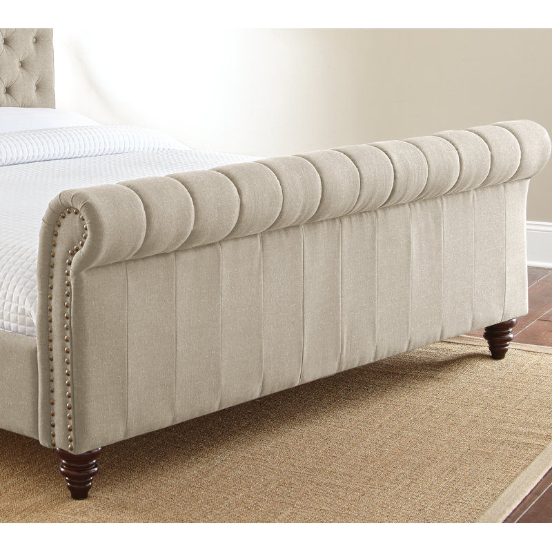 Wilmore Upholstered Sleigh Bed, Sand, King