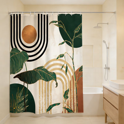 Boho Shower Curtain, 70.8Wx70.8L Inches Abstract Modern Shower Curtains for Bathroom Decor Plant, Botanical Minimalist Shower Curtain, Waterproof Polyester Shower Curtain with 12 Pack Hooks