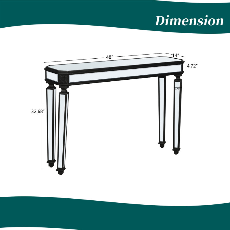 Console miroir antique avec rangement ouvert