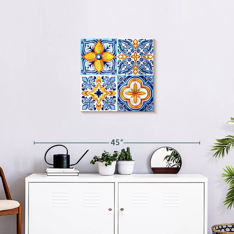 Patterned Italian Tiles, 20" H x 20" W