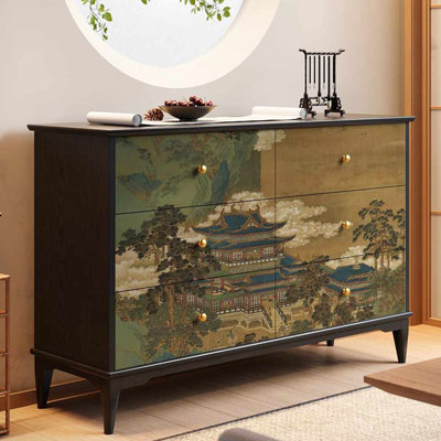 Chinese Style Painted Solid Wood Storage Chest