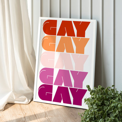 Z Studio Queer Wall Art & Decor, LGBTQ Lesbian Flag Poster, Gay Lesbian Art For Home Decor, Pride Decor for Valentine’s Day Gift, Pride Month Gift 12x16 inch, WHITE FRAMED