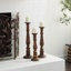 Ensemble de chandelles de table en bois massif 3 pièces