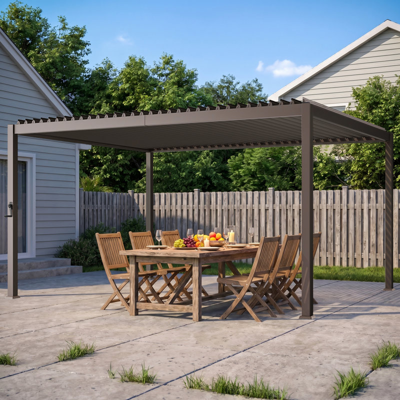 Metal Pergola with Louver, 12 ft x 14 ft