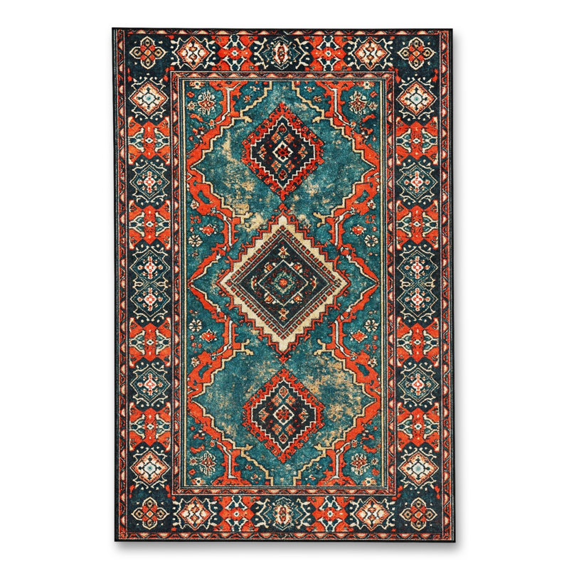 Tapis blanc tissé à motif lavable Mosso, 3'3" x 4'11"