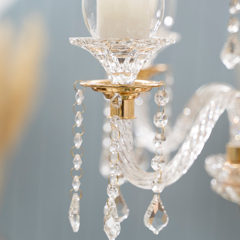 39.25'' H Glass Floor Candelabra, Gold