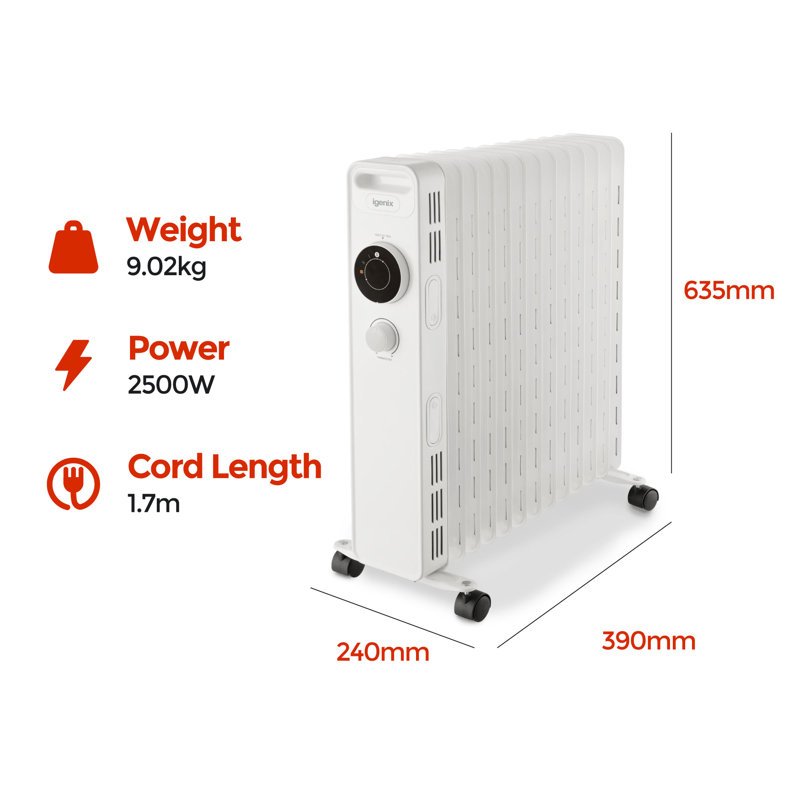 Igenix 2500W Oil Filled Radiator White