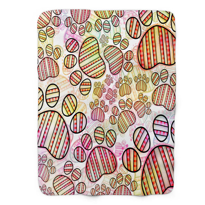 Motif Groovy - 1 pièce Sherpa Premium, Lit simple, Imprimé animal rose / rouge / vert clair