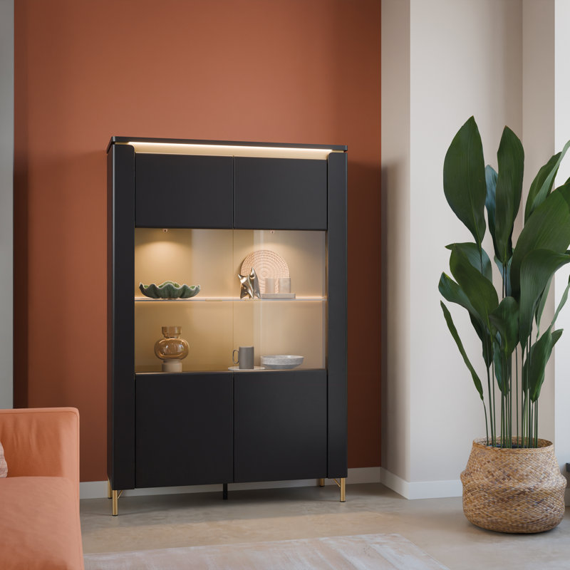 Airlee Display Cabinet, Black/Gold