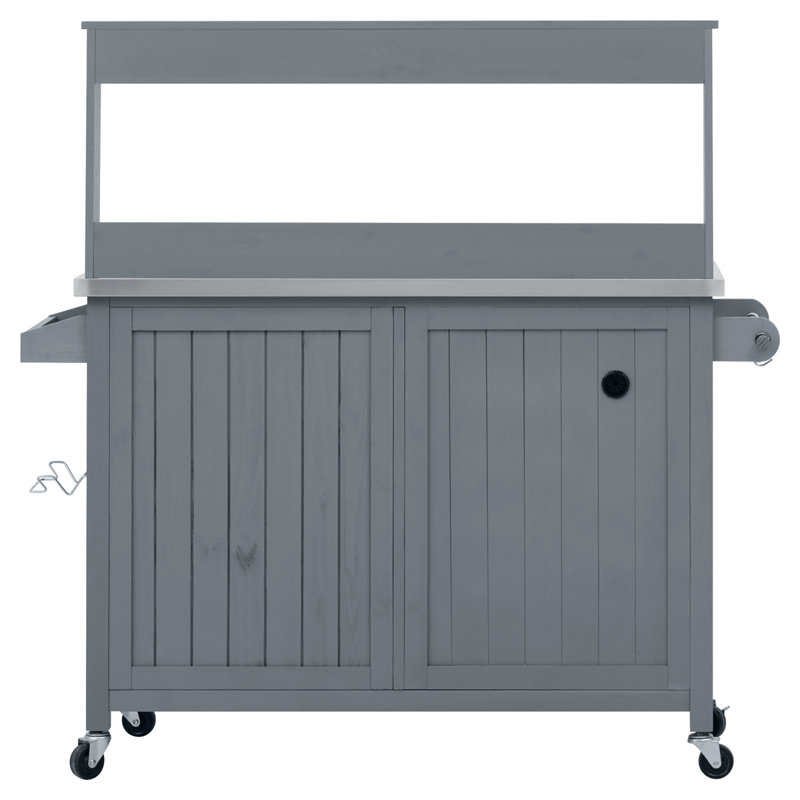 Îlot de cuisine 54,1 "avec tablette haute, Gris