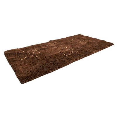 Tapis rectangulaire en microfibre brun tissé à la machine 2 pi 6 po x 5 pi