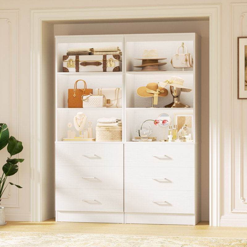 Système d'organisation 47,2 po avec 6 tiroirs en bois, Blanc