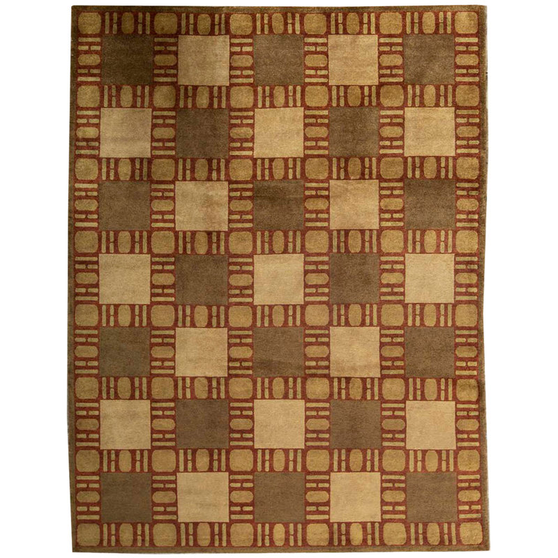Hand-Knotted High-Quality Red Area Rug, Rectangle 9' x 11'9"