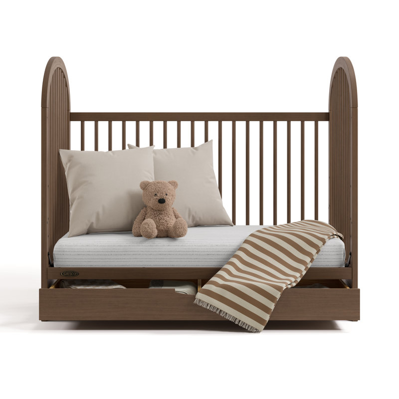 Lit de bébé convertible 3-en-1 Olivia avec tiroir, Noisette